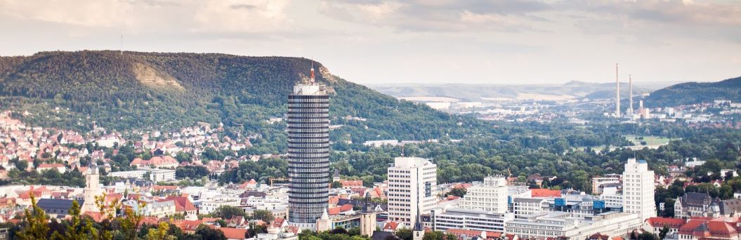 Blick vom Landgrafen über das Stadtzentrum von Jena
